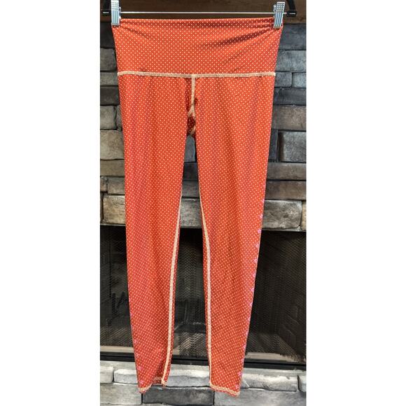teeki Pants - Women’s TEEKI Orange Polka Dot / Floral Leggings Size M *B5